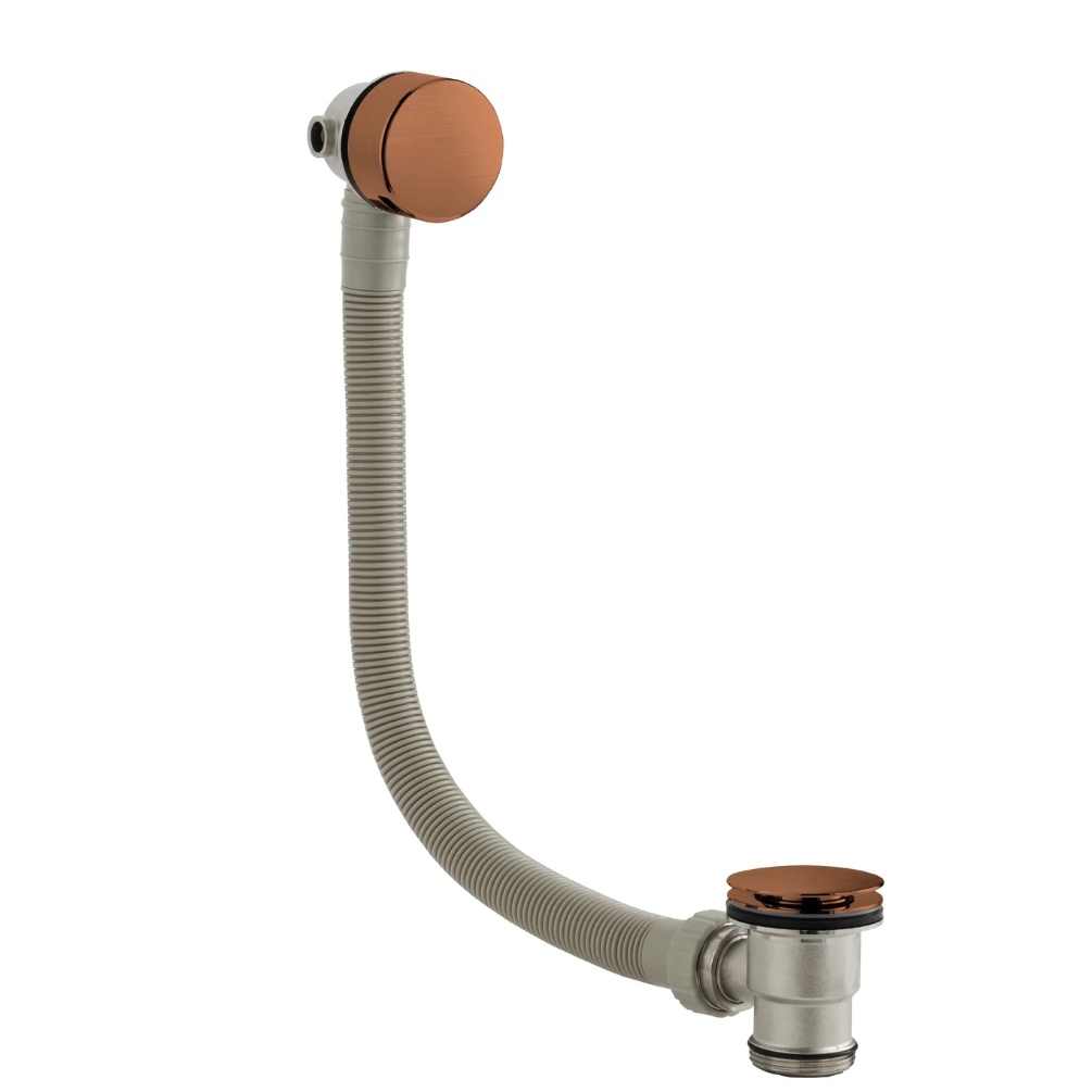 BC Designs Brushed Copper Overflow Bath Filler & Waste Cut Out